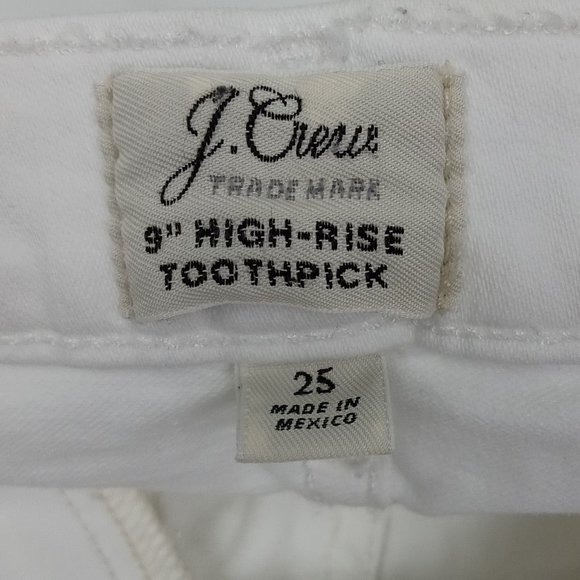 J. Crew 9" High-Rise Toothpick Jeans White Denim Size 25 - Picture 6 of 8
